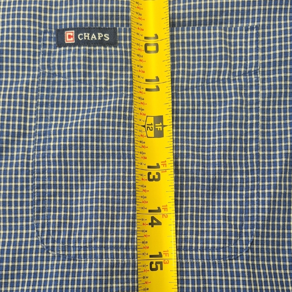 Chaps Navy and White Plaid Men's Shirt - Picture 5 of 13